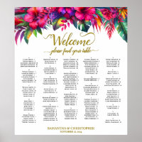 Gráfico de asientos de bodas de jardín tropical al