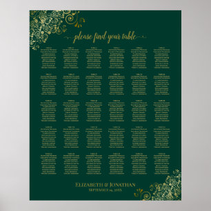 Póster Gráfico de asientos de Bodas de mesa 30 de oro ver