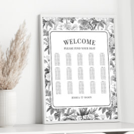 Póster Gráfico de asientos de bodas florales de China bla