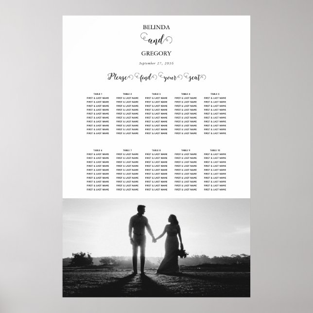 Póster Gráfico de asientos de Bodas fotográficos con guio (Frente)