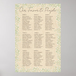 Póster Gráfico de asientos de Bodas gitophila floral
