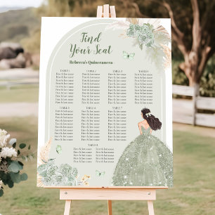 Póster Gráfico de asientos de Boho Sage Green Floral 15 A
