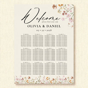 Póster Gráfico de asientos de Boho Wildflower Garden Wedd