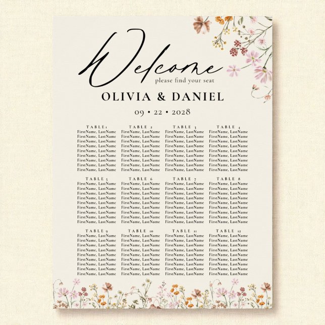 Póster Gráfico de asientos de Boho Wildflower Garden Wedd (Subido por el creador)