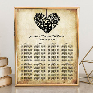 Póster Gráfico de asientos de casamiento de vintage de ár