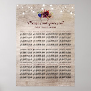 Póster Gráfico de asientos de casamiento rústico de campo