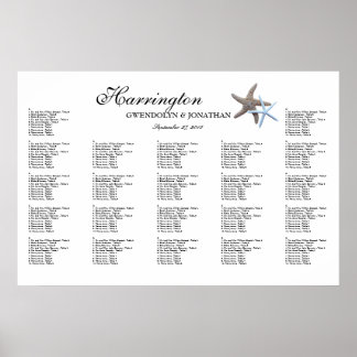 Póster Gráfico de asientos de casamiento Starfish Couple 