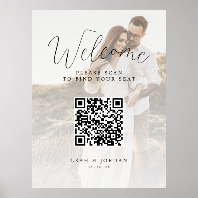 Póster Gráfico de asientos de código QR para Boda fotográ (Frente)