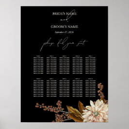Póster Gráfico de asientos de color negro floral de otoño