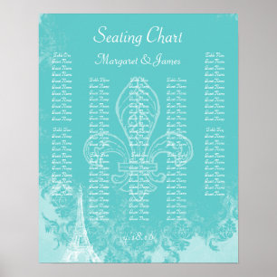 Póster Gráfico de asientos de Damasco Vintage del Eiffel