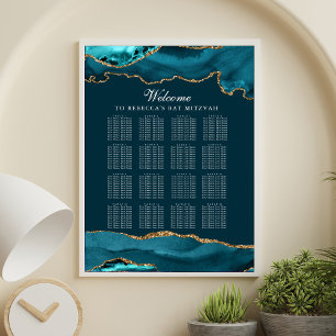 Póster Gráfico de Asientos de Fiesta Chic Turquesa Ágata 