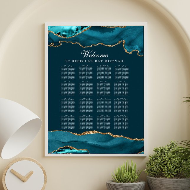 Póster Gráfico de Asientos de Fiesta Chic Turquesa Ágata  (Subido por el creador)