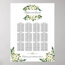Póster Gráfico de Asientos de Flores Blancas Elegantes en