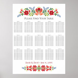 Póster Gráfico de asientos de flores rojas de diseño húng