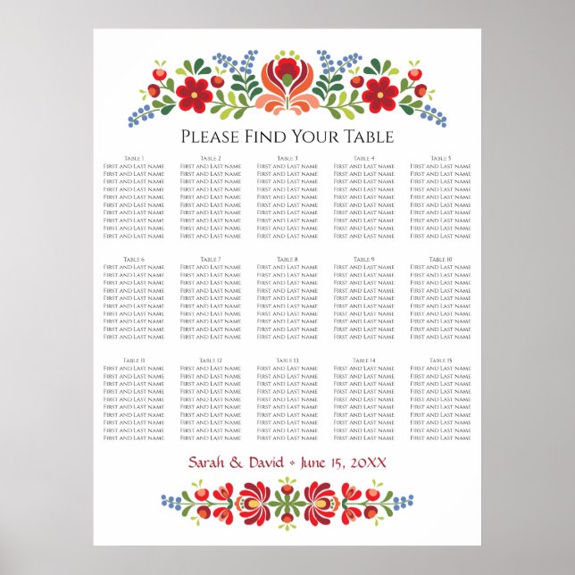 Póster Gráfico de asientos de flores rojas de diseño húng (Frente)