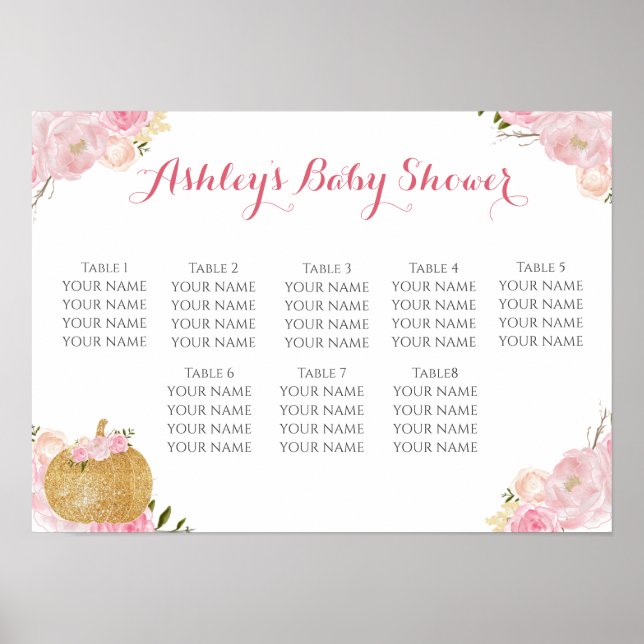 Póster gráfico de asientos de flores rosadas (Frente)