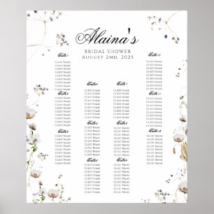 Póster Gráfico de asientos de flores silvestres botánicas