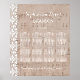 Póster Gráfico de asientos de hojas de música vintage y B