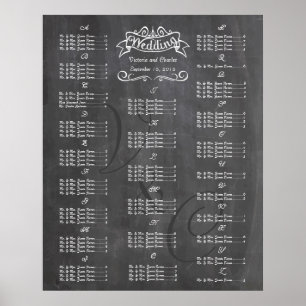 Póster Gráfico de Asientos de Invitados en Pizarra para B
