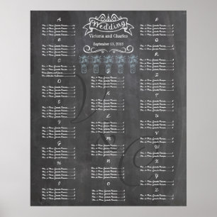 Póster Gráfico de Asientos de Invitados para Boda Vintage