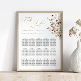 Póster Gráfico de asientos de la boda de la flor silvestr