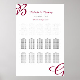 Póster Gráfico de asientos de la boda de otoño inicial de