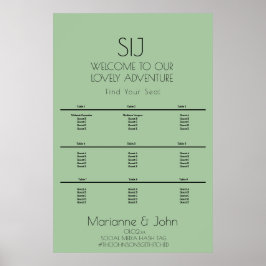 Póster Gráfico de Asientos de Logo de Boda Verde Minimali