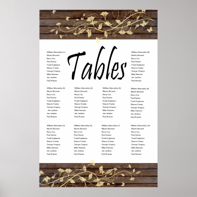 Póster Gráfico de asientos de madera oscura (Frente)