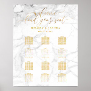 Póster Gráfico de asientos de Mármol + Faux Gold Script P