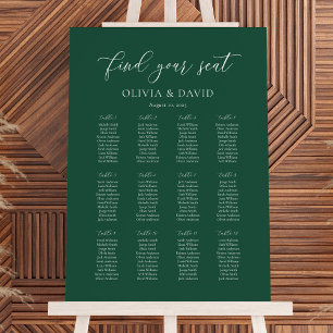 Póster Gráfico de asientos de mesa 12 de color verde esme