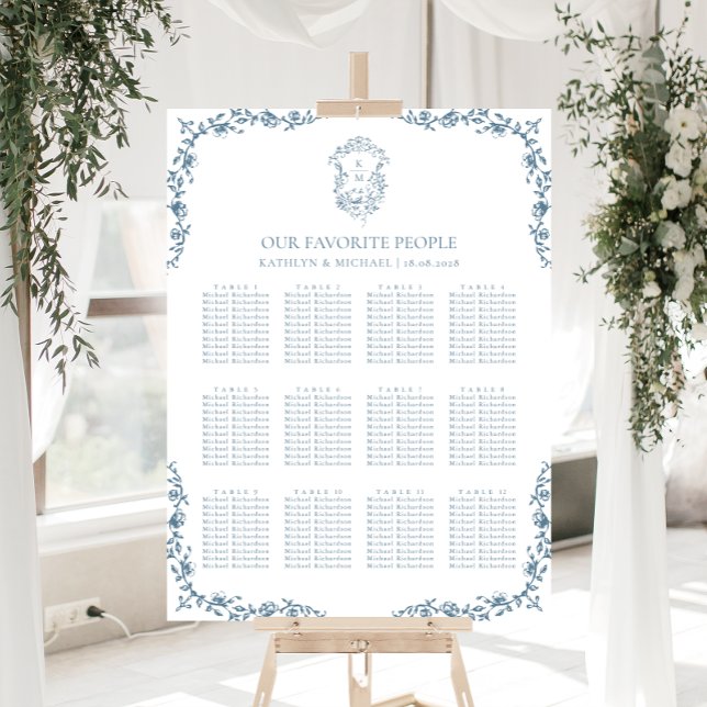 Póster Gráfico de asientos de mesa 12 del Boda de Escudo  (Subido por el creador)