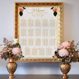Póster Gráfico de Asientos de Mesa 19 Boda Mármol Camelia