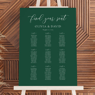 Póster Gráfico de asientos de mesa 9 con guión elegante d