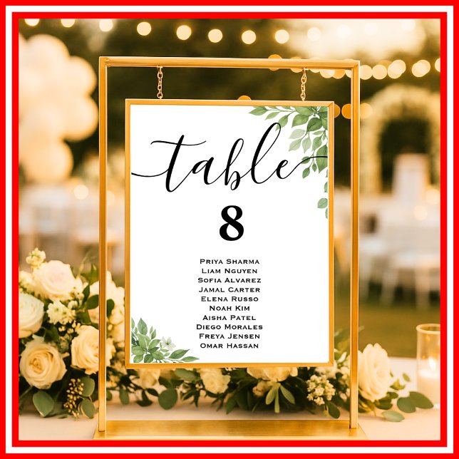 Póster Gráfico de Asientos de Mesa de Boda con Verde Salv (Subido por el creador)