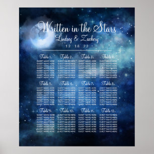 Póster Gráfico de Asientos de Mesa de Boda de Luna Llena