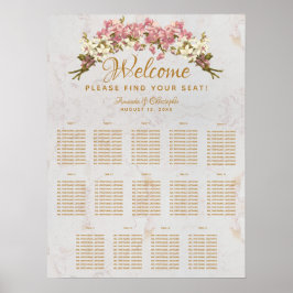 Póster Gráfico de Asientos de Mesa de Boda de Mármol con
