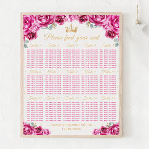 Póster Gráfico de asientos de mesa de la princesa rosa Qu