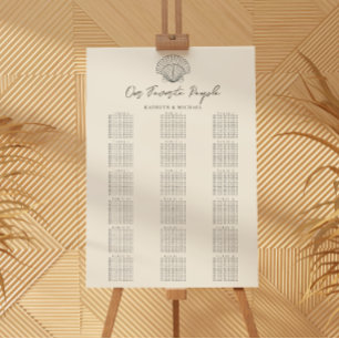 Póster Gráfico de asientos de mesa del Boda costero Shell