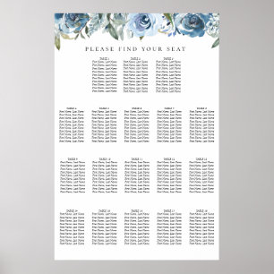 Póster Gráfico de Asientos de Mesa Dusty Blue Botanical 1