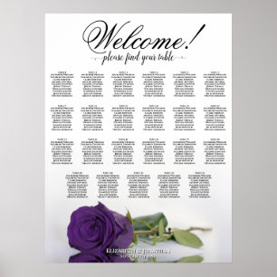 Póster Gráfico de Asientos de Mesa Elegante Rosa Púrpura