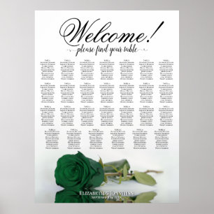 Póster Gráfico de Asientos de Mesa Elegante Rosa Verde Es