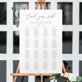 Póster Gráfico de Asientos de Mesa Elegante Script Verde 