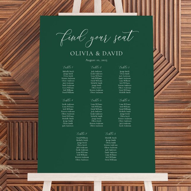 Póster Gráfico de Asientos de Mesa Emerald Elegant Script (Subido por el creador)