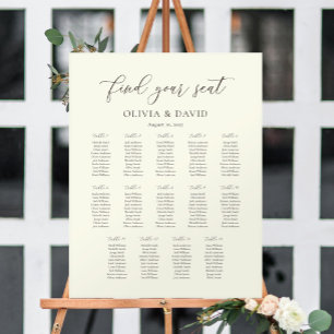Póster Gráfico de asientos de mesa Ivory & Taupe Script 1