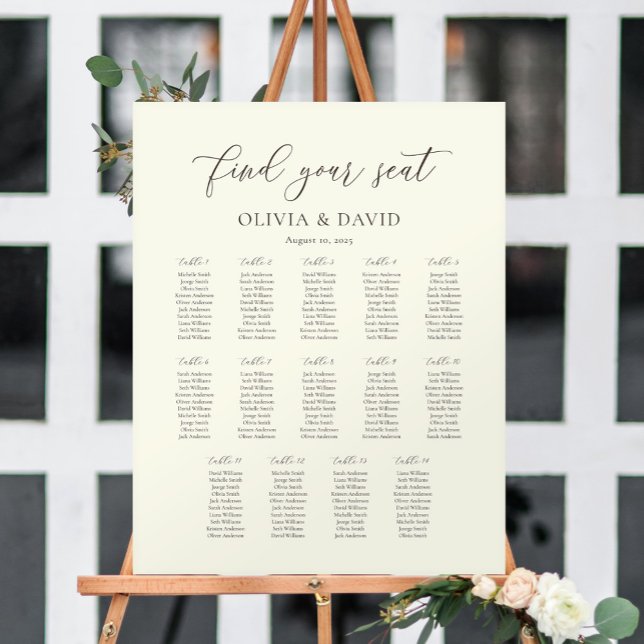 Póster Gráfico de asientos de mesa Ivory & Taupe Script 1 (Subido por el creador)