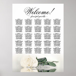 Póster Gráfico de Asientos de Mesa Ivory White Rose Elega