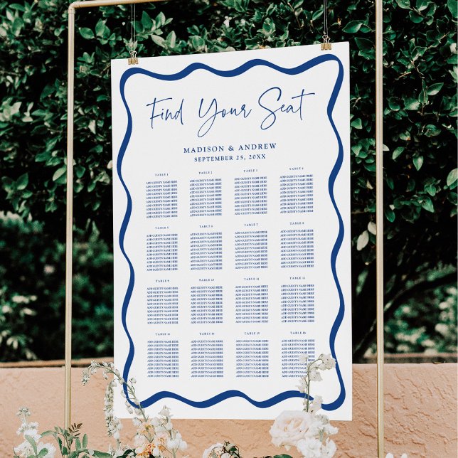Póster Gráfico de Asientos de Mesa Moderno Azul Ondulado  (Subido por el creador)
