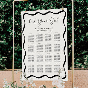 Póster Gráfico de Asientos de Mesa Moderno Ondulado Crema