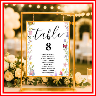 Póster Gráfico de Asientos de Mesa para Boda de Floral Bo
