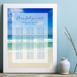 Póster Gráfico de Asientos de Mesa para Boda en la Playa 